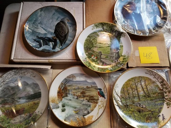 BIRD AND LANDSCAPE ART PLATE LOT