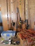 FISHING POLE, TACKLE BOX, FISHING NET LOT