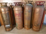 RED STAR, PYRENE, MARSWELLS, PATRON ANTIQUE FIRE EXTINGUISHERS
