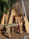 WOODEN SAW HORSES, SPARE BOARDS LOT