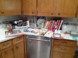 KITCHEN UTENSILS, COOK BOOKS AND CLEANING SUPPLIES