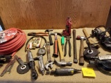 HOSE, POLISHERS, HAMMERS, WRENCHES LOT