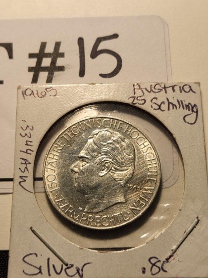 1965 Austria 25 Shillings - Silver