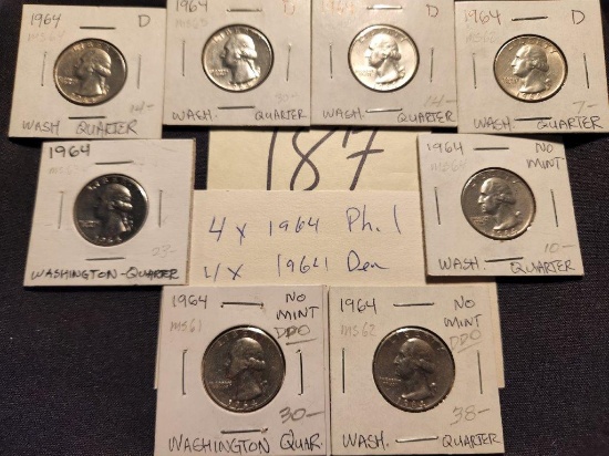 8 Washington Quarters 90%