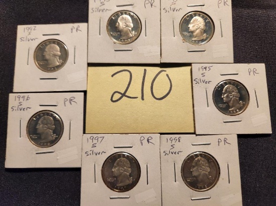 7 Modern Silver Proof Quarters