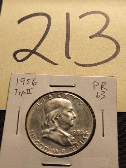 1956 Philly Proof Franklin Half Dollar (Typ 2)