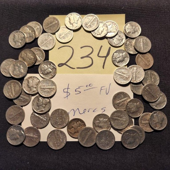 $5 Face Value Mercury Dimes
