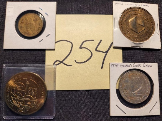 4 Medals - Heads / Tails, 1939 Golden Gate Expo(Aluminum)