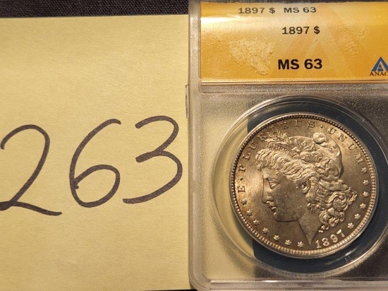 ANACS 1897 Philly Morgan Dollar MS 63