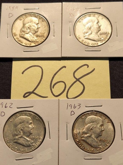 4 Different Franklin Half Dollars