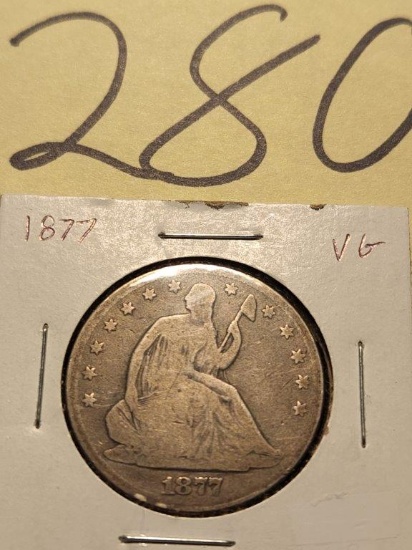1877 Philly Seated Liberty Half Dollar