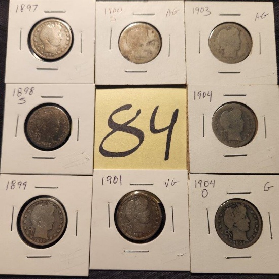 8 different Barber Quarters