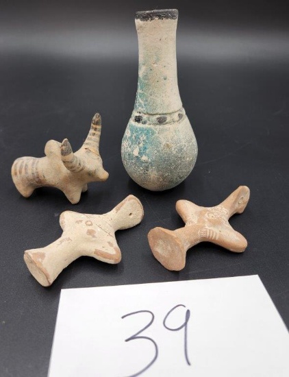 NEOLITHIC/BRONZE AGE STYLED FIGURINES AND UNDECORATED VASE