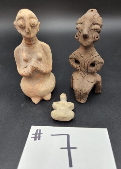 THREE NEOLITHIC STYLED TERRACOTTA FIGURINES
