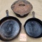 Two Cast Iron Pans and Dutch Oven