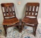 Pair of Rustic Curved Seat Chairs