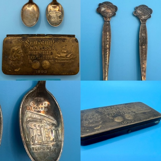 Two Collectible New York Worlds Fair Spoons, and a Souvenir Box
