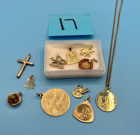 14K Olympic Pendant and Various Gold Charm/Pendants