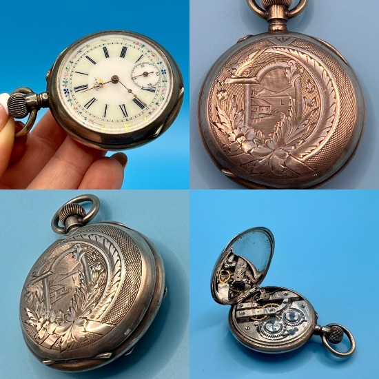Vintage Eclair 800 Silver Pocket Watch