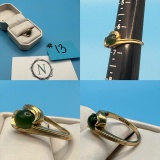 14K Gold Ring with Green Stone