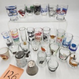 Collection of Novelty Shot Glasses Including Coin Bottom Shot Glass