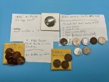 1800 'No Date' Large Cent, 11 1960's Lincoln Cents, and Older Canadian Cents