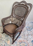 Antique Dark Wicker Rocking Chair