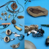 Fsh Fossil Pin, Pre 1940 Native American Ring, Pendant and more