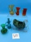 5 Glass Pitchers and Ceramic/Metal Sleigh Container