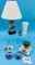 Blue/White Ceramic Base Lamp, Milk Glass Vase, and more