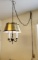 Vintage Ceiling Swag Lamp, Brass Shade and Chain