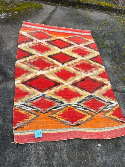 Red and multi Diamond Pattern Woven Rug