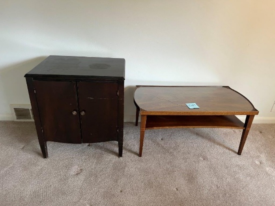 Record Cabinet with Doors, and Coffee Table with lower shelf