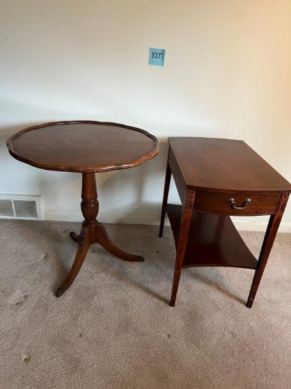 Round Side Table and End Table with Drawer/Lower Shelf