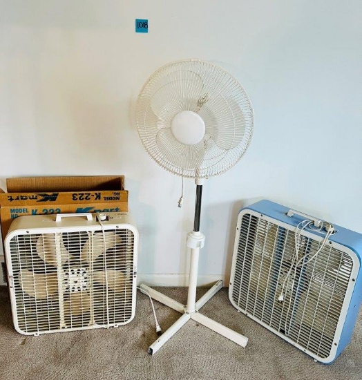 2 Box Fans and 1 Stand Fan