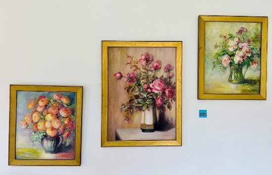 3 Framed Floral Artwork pieces