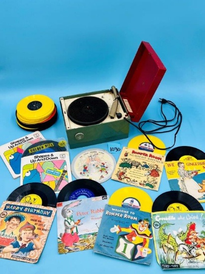 Child's Record Player and Record Collection