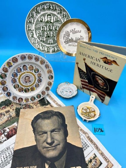 2 Presidents Plates, Cloth Calendar, American Heritage Book and more