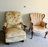 2 Upholstered Arm Chairs= one Rocker, one Wing Back