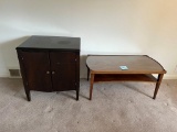 Record Cabinet with Doors, and Coffee Table with lower shelf