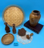 Woven Serving Tray, Myrtle Wood Vase, Wood Leaf, and more