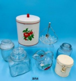 White/Red Tomato Canister, 3 Glass Jars, and more