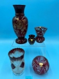 Ruby Glass Vase, Cut Clear/Ruby Glass Vase, and more