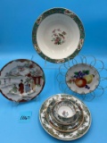 Teal Floral/Bird Rim Bowl, Oriental Scene Plate, and more