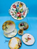 6 Assorted Floral Plates, and 1 Vase