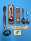 Collector Spoons, Letter Openers, and Brooch