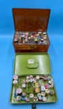 Brown Multi Tray Sewing Box, and Green Thread Case