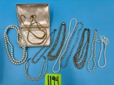 Pearl Bead Necklaces, Bracelets, and Satin Lined Box