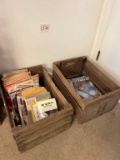 2 Wood Crates with Nature Magazines Assortment