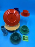 Assorted Fiesta Ware= Plates, Cups & Saucers, and more